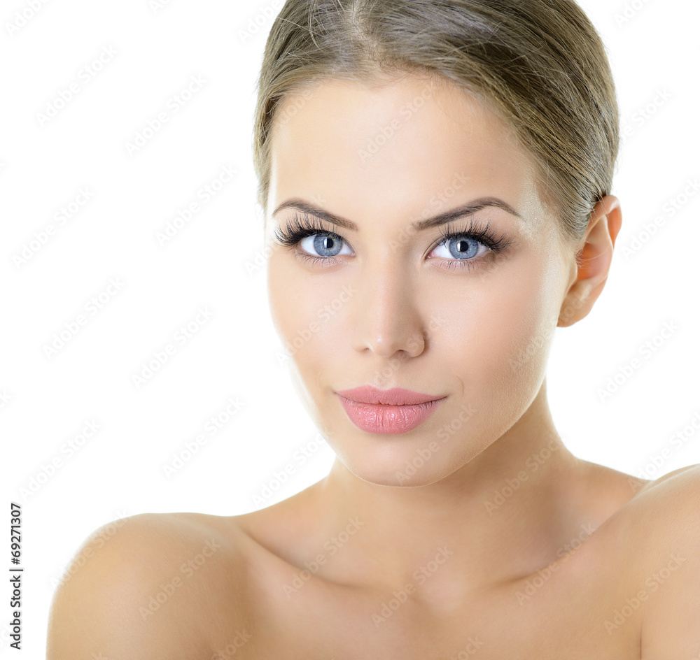 Beauty portrait of young woman with beautiful healthy face with Beauty portrait of young woman with beautiful healthy face with