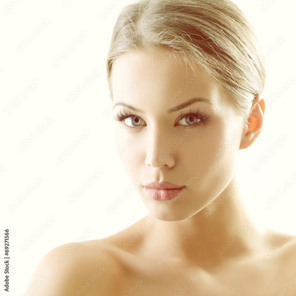 Beauty portrait of young woman with beautiful healthy face, stud Beauty portrait of young woman with beautiful healthy face, stud
