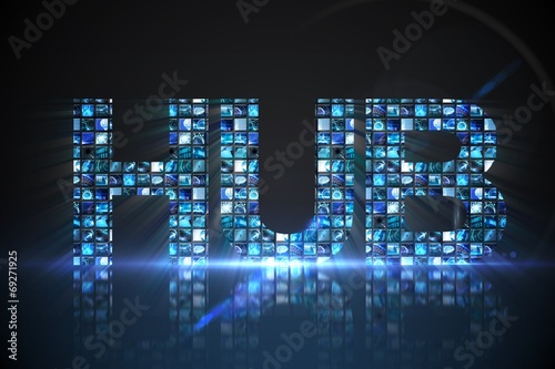 Hub made of digital screens in blue photo