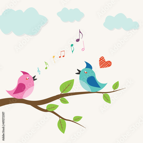 Papier peint singes - Papier peint singing bird on a branch