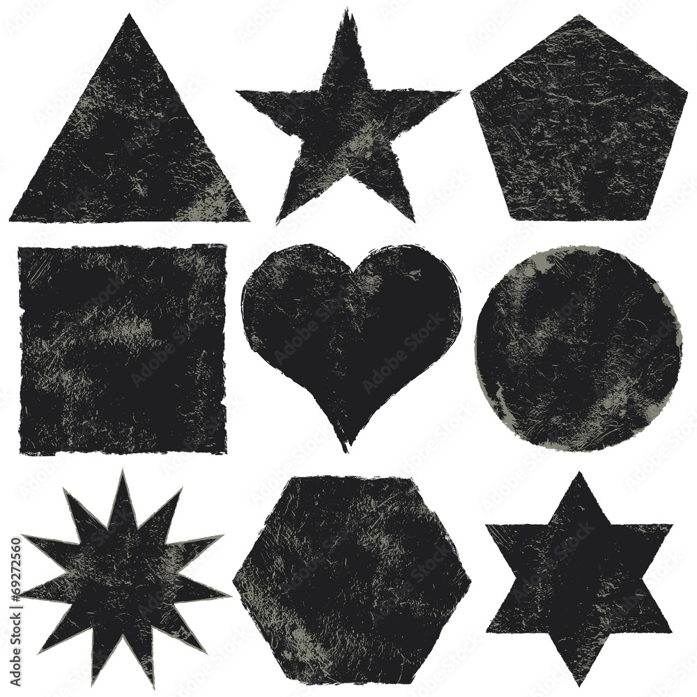 Shapes set. A set of nine geometric shapes with texture
