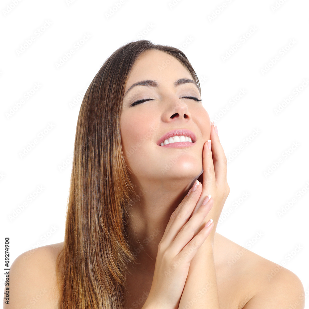 Beauty woman with perfect skin and manicure and white smile Beauty woman with perfect skin and manicure and white smile