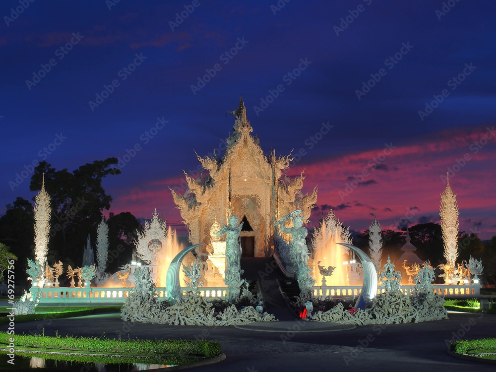 The White Temple with amazed sunset sky