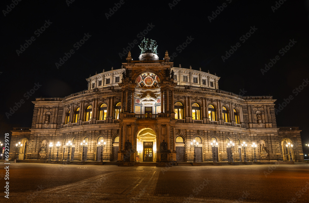Night scene in Dresden, Germany. Opera house