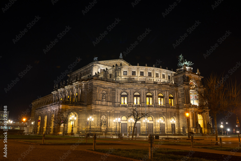 Night scene in Dresden, Germany. Opera house