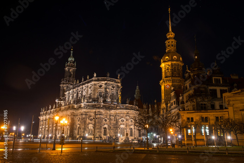 Cathedral of the Holy Trinity and Dresden castle at night