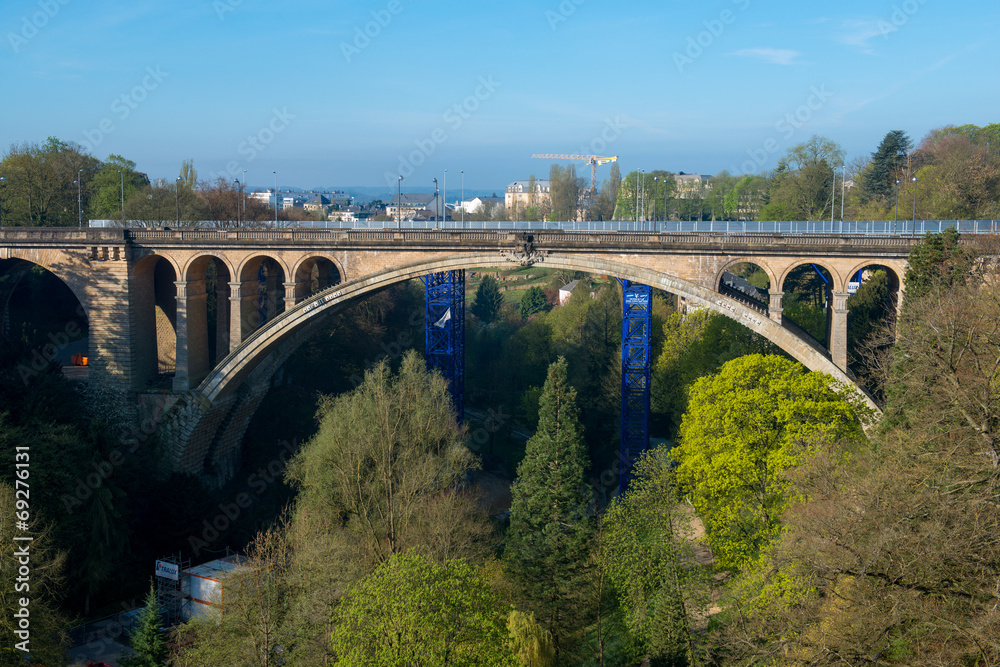 Pont Adolphe Bridge in Luxembourg City - obrazy, fototapety, plakaty 