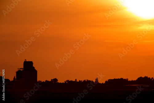 Sunset Sillouette with Grain Elevator