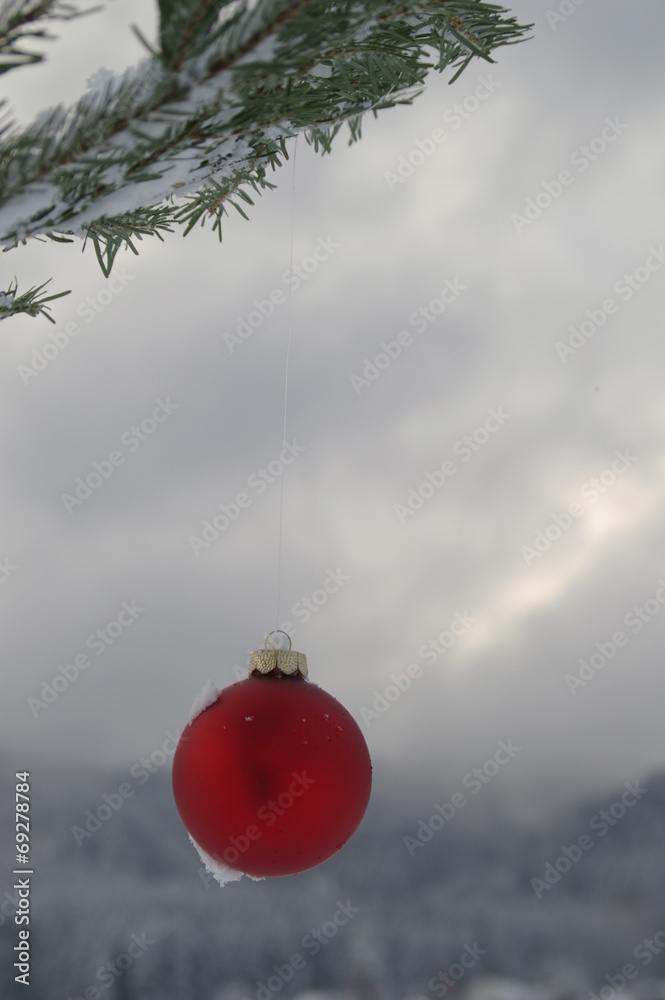 Winter red bauble