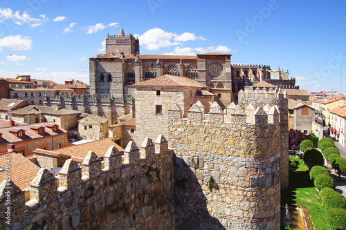 Avila Cathedral from old Fortress Wall, Spain photo