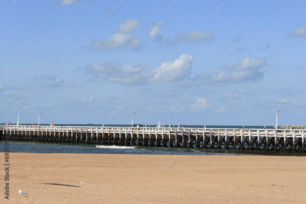 Old pier on the Belgian coast at Ostend