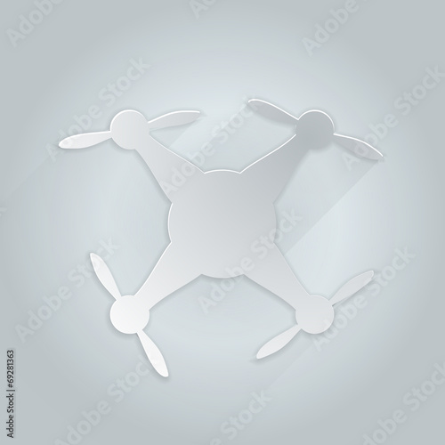 Flat silhouette vector icon for gray quadrocopter