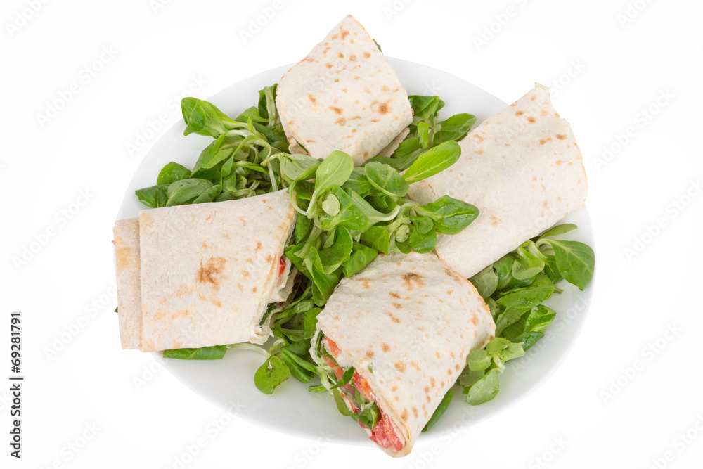 pita bread with salmon on a plate pita bread with salmon on a plate