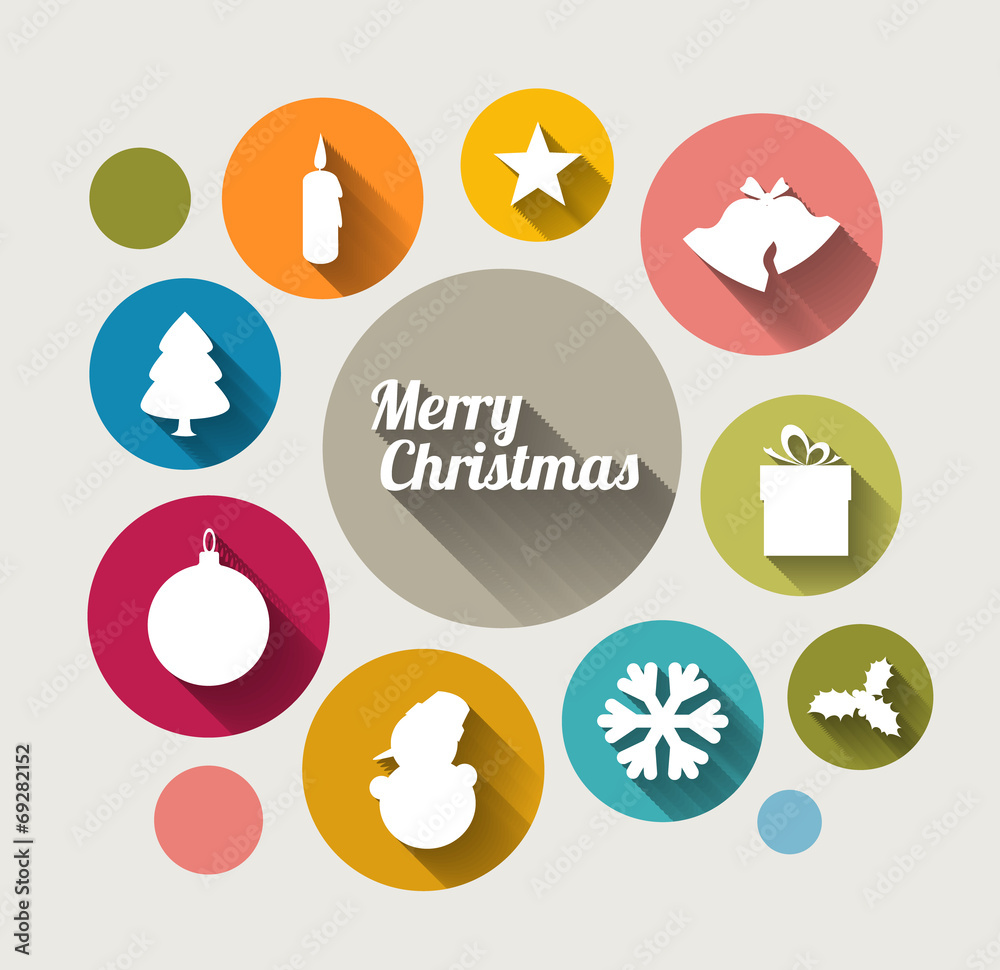 Fototapeta premium Vector Vintage christmas card with various seasonal shapes