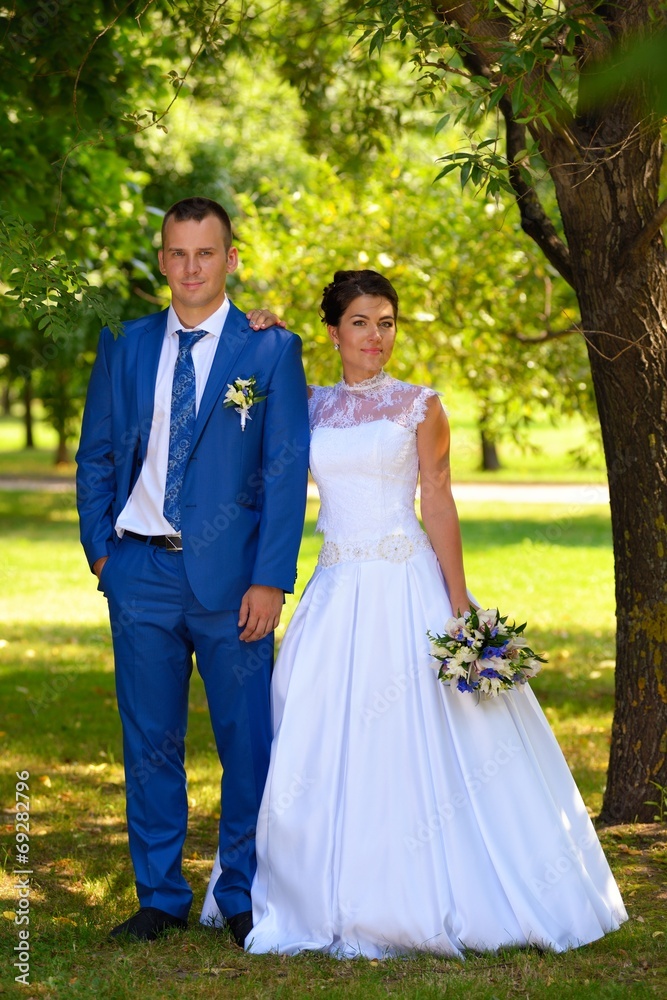 Happy bride and groom on their wedding Happy bride and groom on their wedding