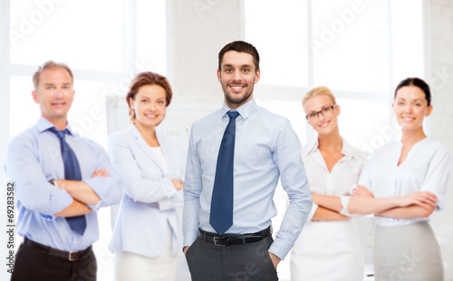 group of smiling businessmen