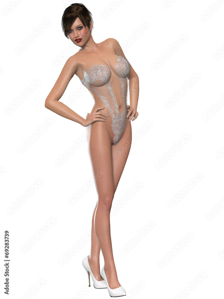 Young sexy woman posing with lace lingerie