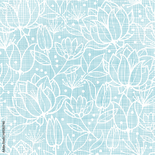Blue lace flowers textile seamless pattern background