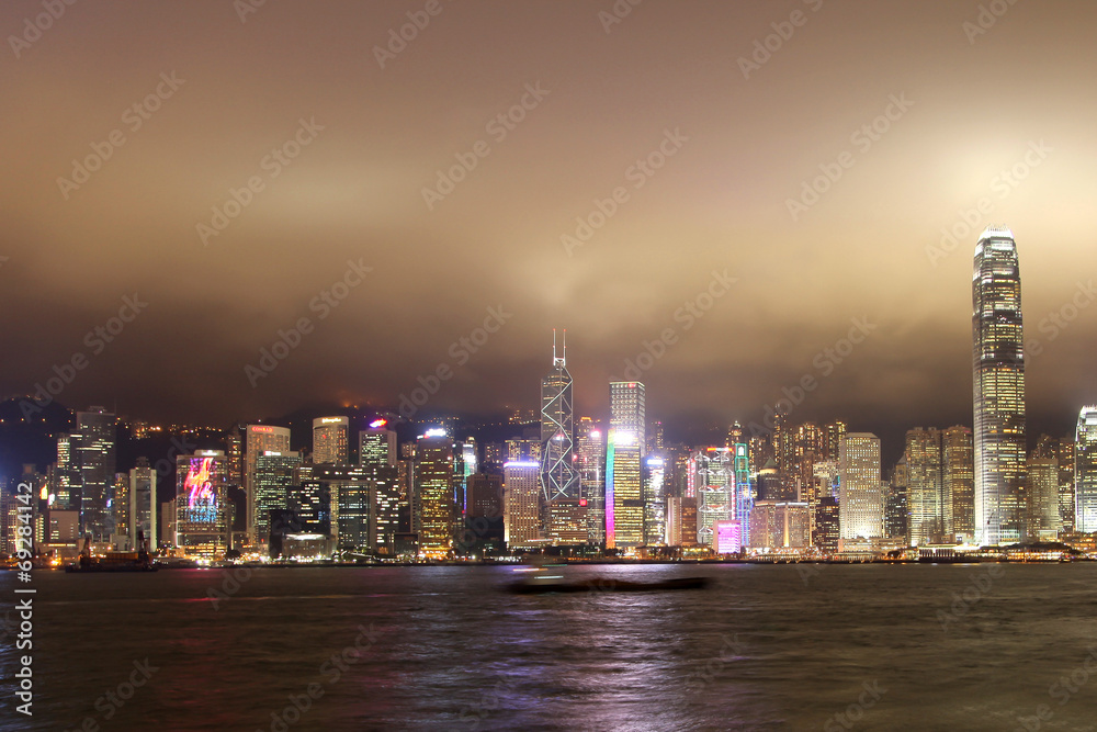 Hong Kong Stadt nacht fluss