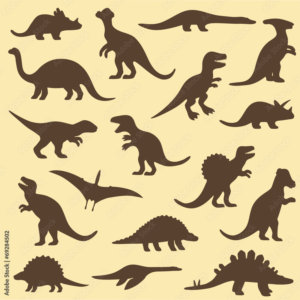 vector set silhouettes of dinosaur,animal illustration