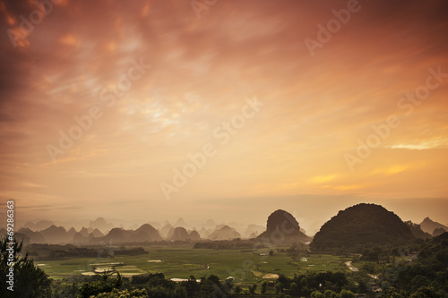 Karst Mountain Landscape in Guilin, China