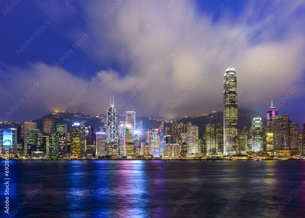 Hong Kong, China City Skyline on Victoria Harbor