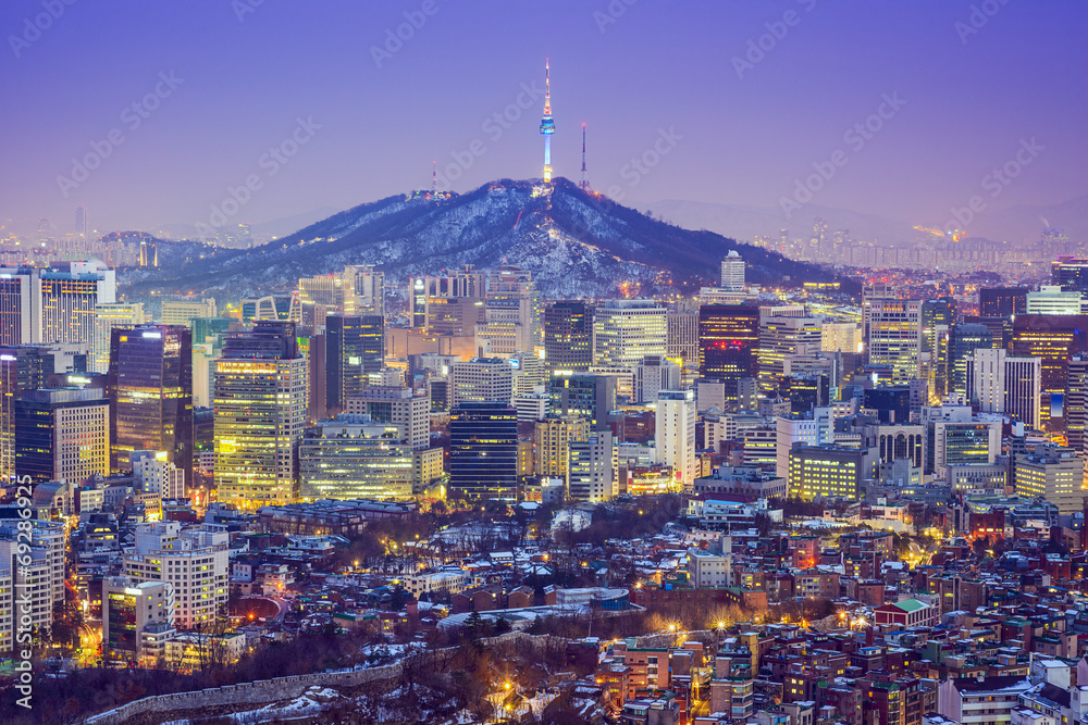 Obraz premium Seul, Korea Południowa Skyline