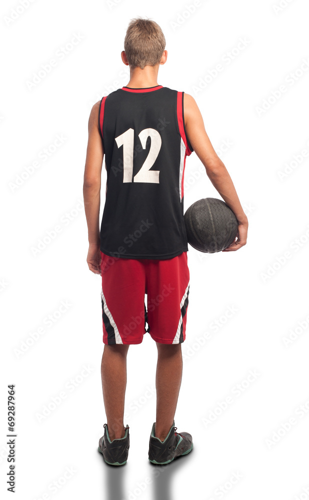portrait of basketball player on white background portrait of basketball player on white background