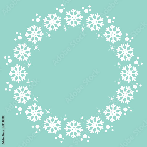 snowflakes Christmas winter round frame design element