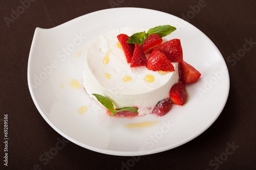 Cheese dessert with strawberry
