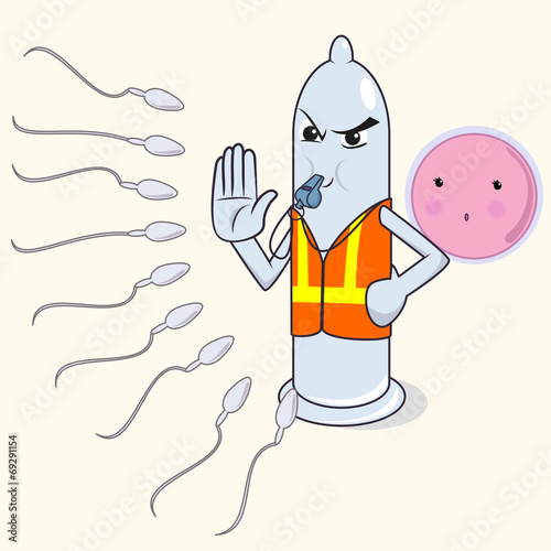 Condom stops sperms, unwanted pregnancy prevention.