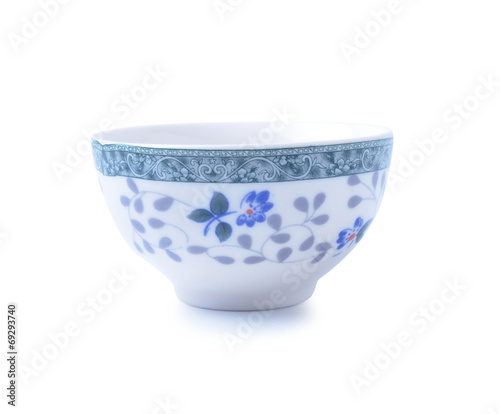 porcelain tea cup on white background