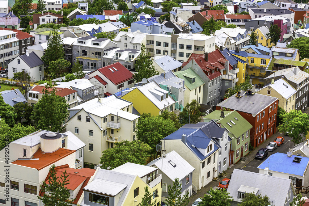 Fototapeta premium Colorful houses in Reykjavik