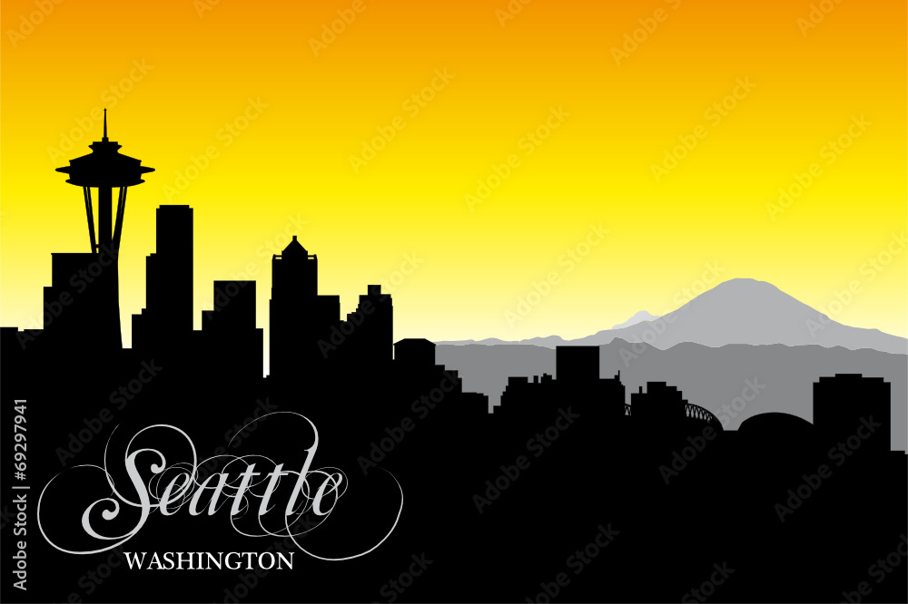 Seattle city, silhouette