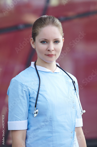 woman doctor with stethoscope