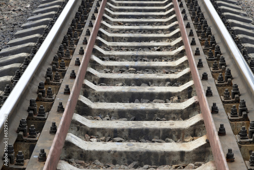 Railway track with selected focus filling frame photo