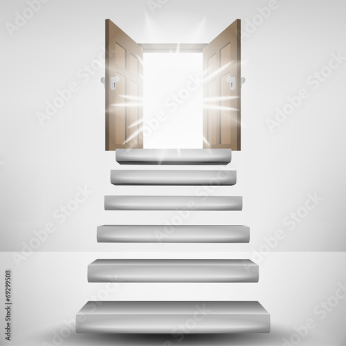 Fototapeta Naklejka Na Ścianę i Meble -  levitating stairway leading to heaven door flare