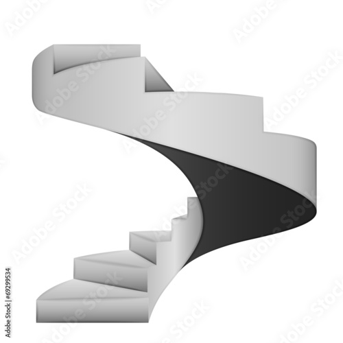 isolated black and white spiral stairway concept