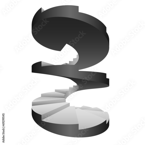 black and white circular stairway isolated design