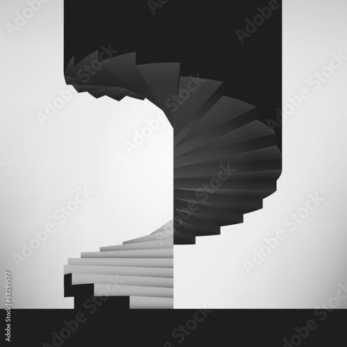 black and white circular staircase design background