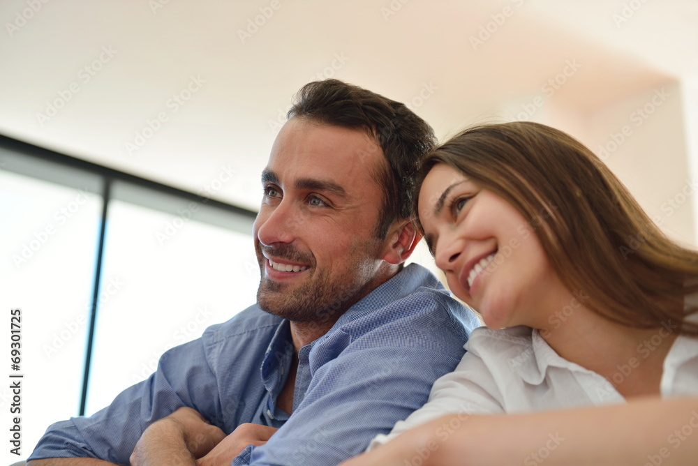 Fototapeta premium relaxed young couple at home