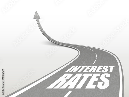 interest rates words on highway road