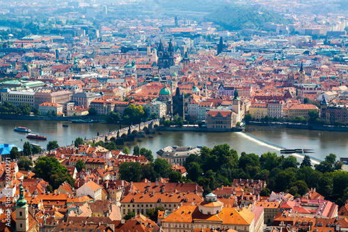 Prague.The Vltava river.Charles bridge.