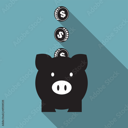 Tableau sur toile iggy bank icon, Saving money