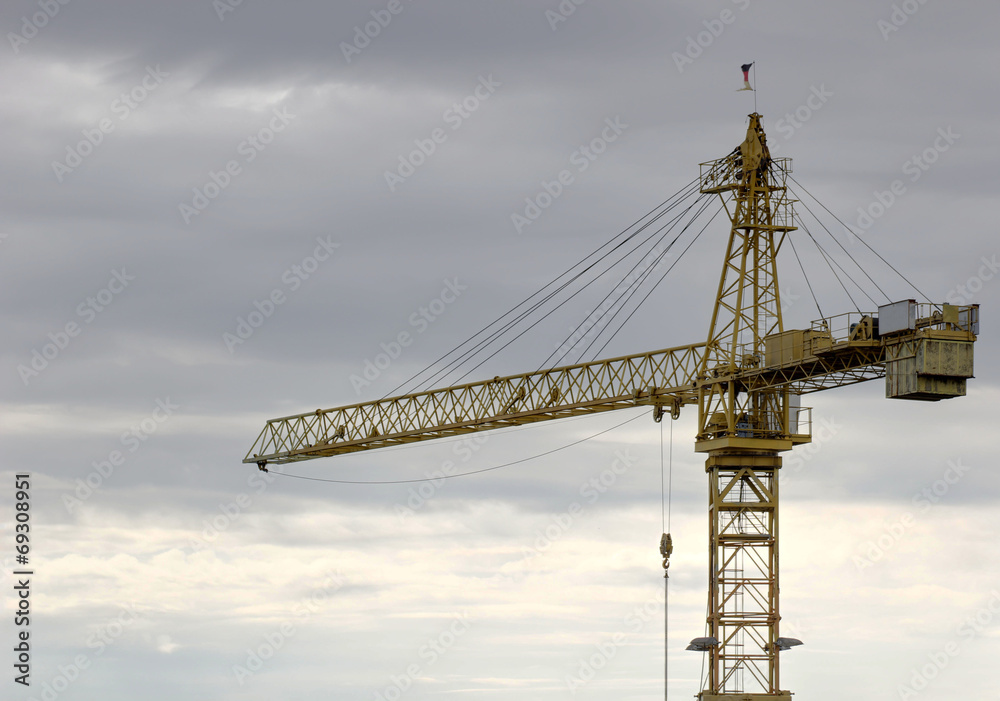 Crane in Germany on contrasty sky