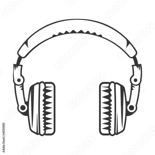 Black and white isolated headphones
