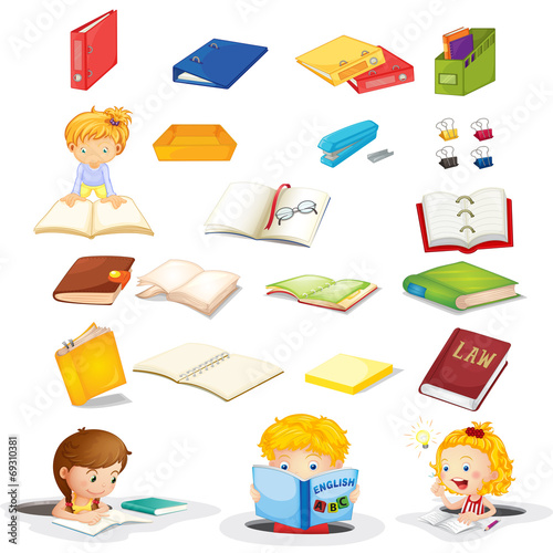 Students and their school supplies