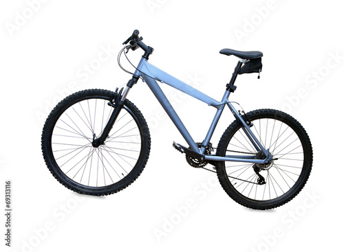 blue mountain bike isolated over white background