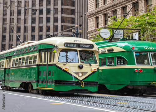 Street of San Francisco with an old fashioned trams