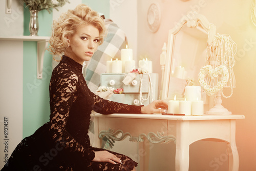 Beauty rich luxury woman like Marilyn Monroe. Beautiful fashiona